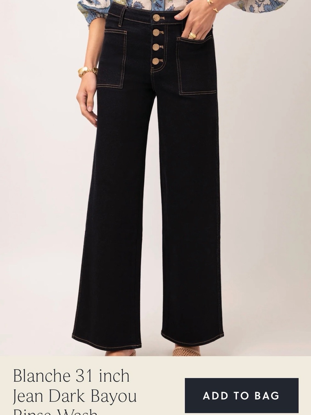NWT Spartina 449 Dark Bayou Wide-Leg Jeans with Button Front Sz 12